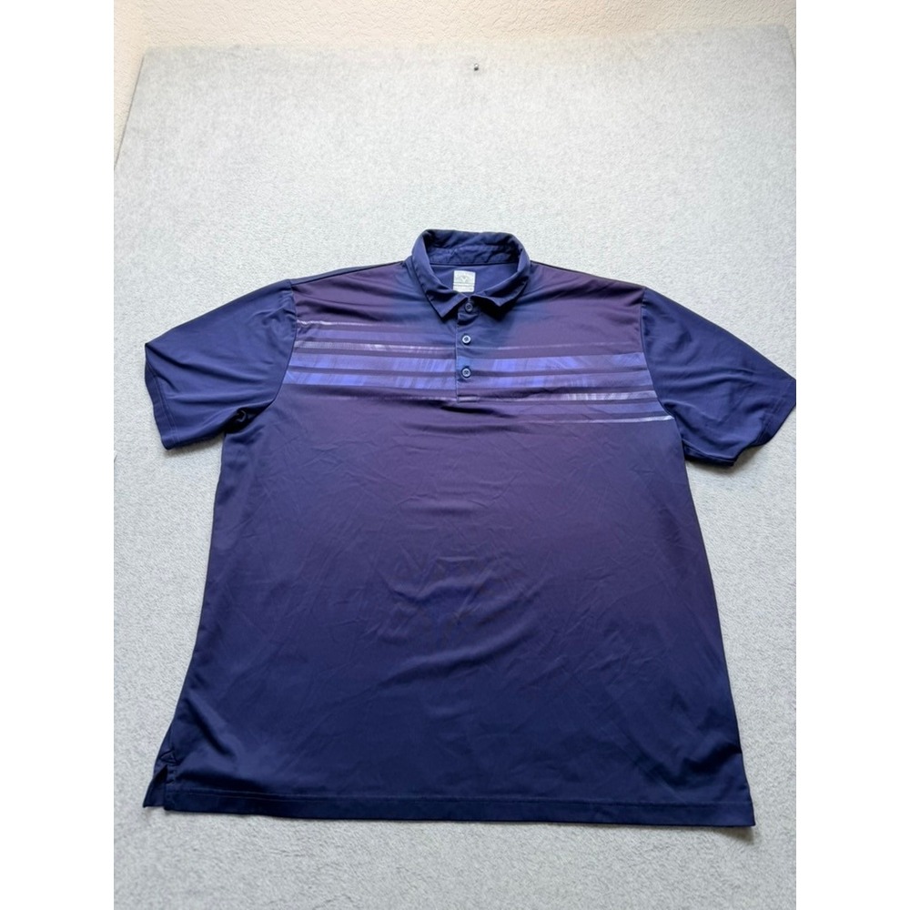 Callaway Opti-Dri Mens XXL Navy Blue Purple Gradient Stripe Golf Polo Shirt